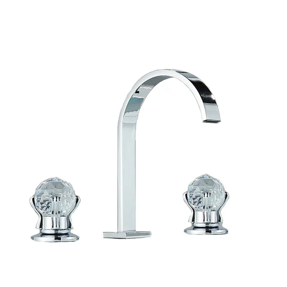 Robinet Lavabo 3 Trous Laiton Poignées Sphériques Prise en Main Douce – Solvane