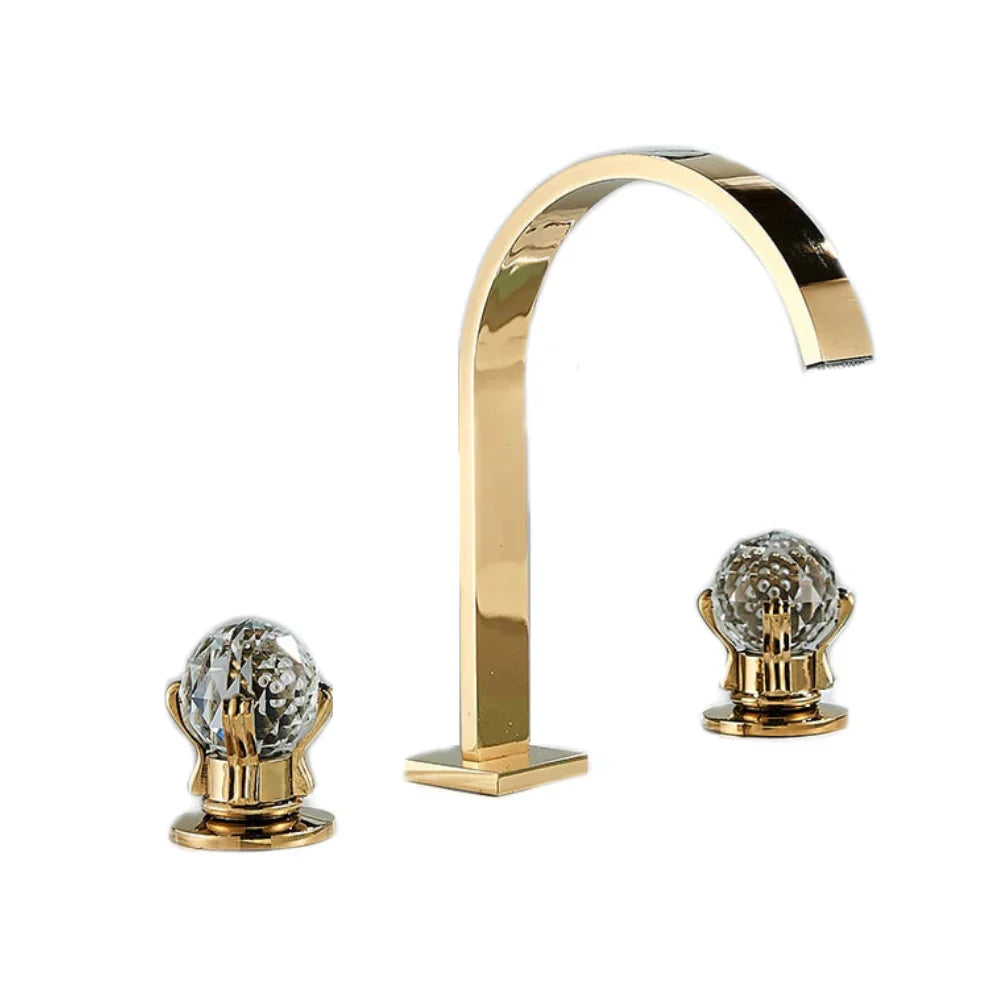 Robinet Lavabo 3 Trous Laiton Poignées Sphériques Prise en Main Douce – Solvane
