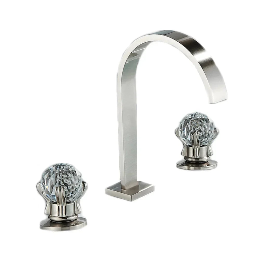Robinet Lavabo 3 Trous Laiton Poignées Sphériques Prise en Main Douce – Solvane