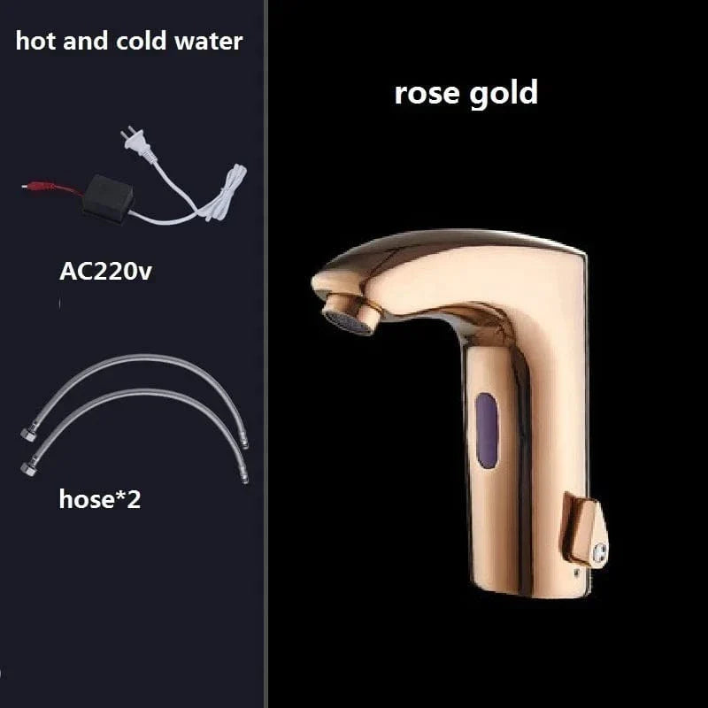 Robinet Lavabo Automatique Sans Contact Noir Mat ou Or Brossé Hygiène – Solvane