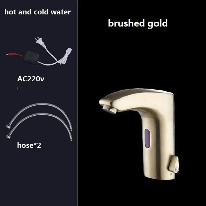 Robinet Lavabo Automatique Sans Contact Noir Mat ou Or Brossé Hygiène – Solvane