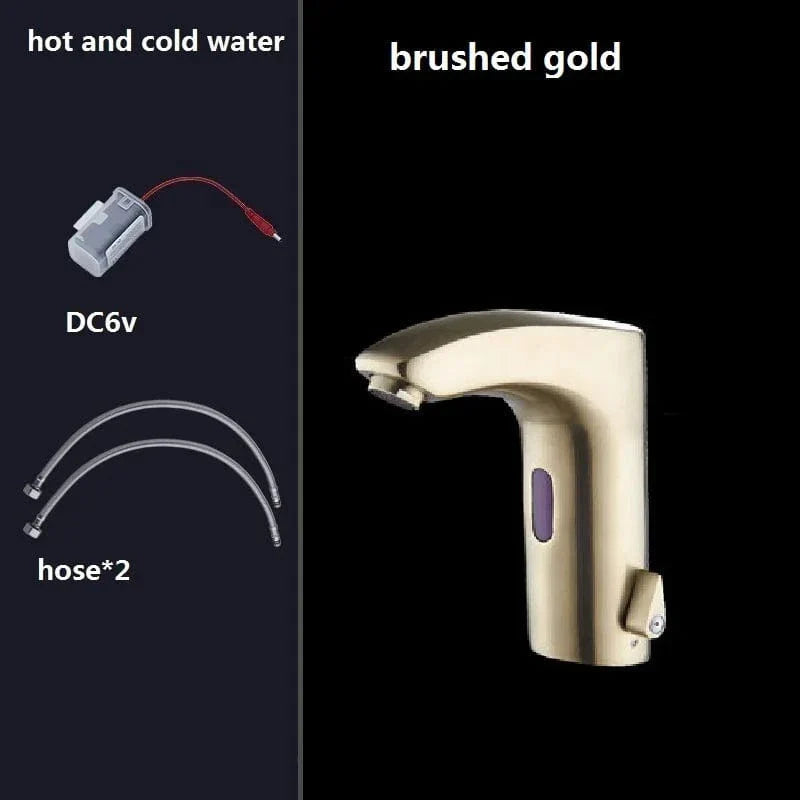 Robinet Lavabo Automatique Sans Contact Noir Mat ou Or Brossé Hygiène – Solvane