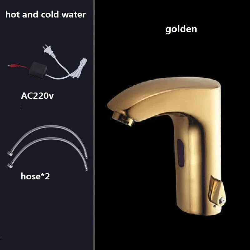 Robinet Lavabo Automatique Sans Contact Noir Mat ou Or Brossé Hygiène – Solvane