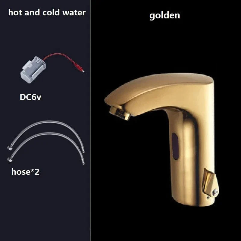Robinet Lavabo Automatique Sans Contact Noir Mat ou Or Brossé Hygiène – Solvane