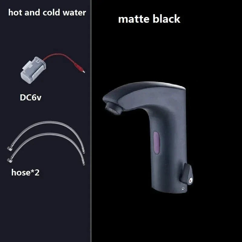 Robinet Lavabo Automatique Sans Contact Noir Mat ou Or Brossé Hygiène – Solvane