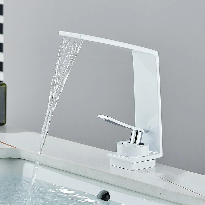 Robinet Lavabo Cascade Blanc Flux Large Élégance Lumineuse – Solvane