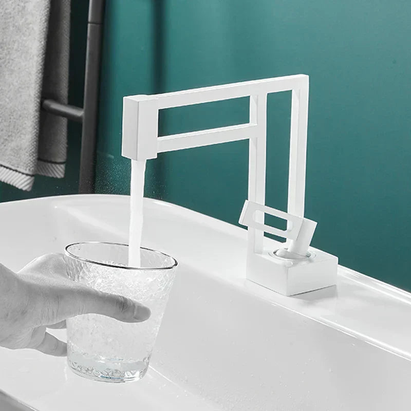 Mitigeur Lavabo Design Moderne Blanc Élégance Lumineuse – Solvane