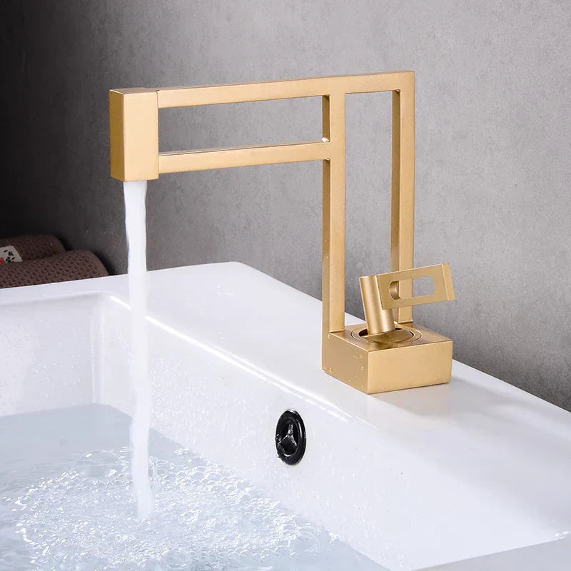 Robinet Lavabo Design Moderne Doré Éclat Contemporain – Solvane