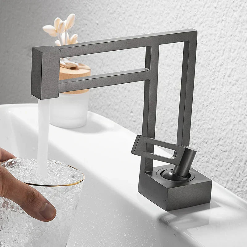 Robinet Lavabo Design Moderne Gris Ligne Épurée et Luxueuse – Solvane