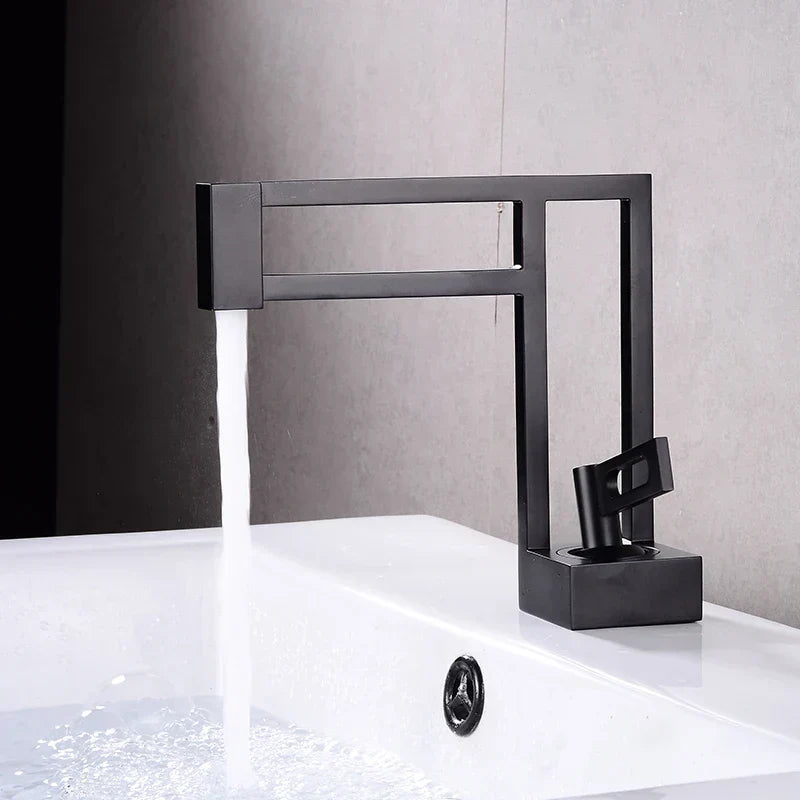 Robinet Lavabo Design Moderne Noir Finition Mate Anti-Traces – Solvane