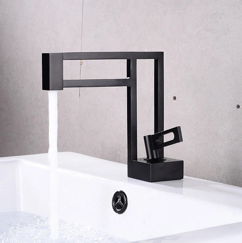 Robinet Lavabo Design Moderne Noir Finition Mate Anti-Traces – Solvane