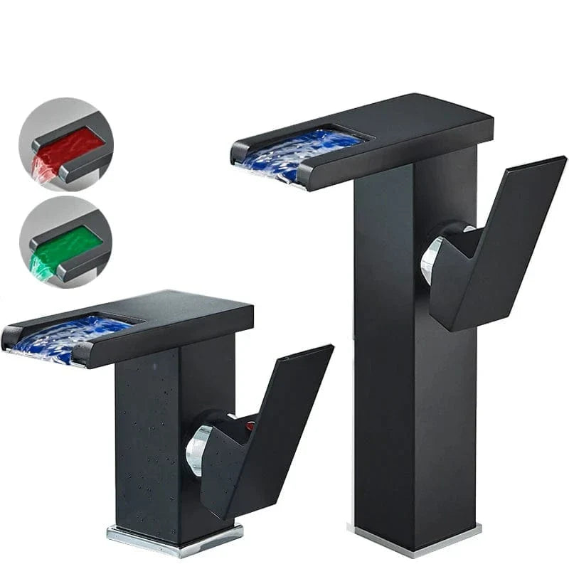 Robinet Lavabo Haut LED Température Visible Style Contemporain – Solvane