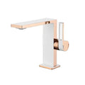 Robinet Lavabo Bec Large Blanc et Or Rose Élégance Douce – Kaléo