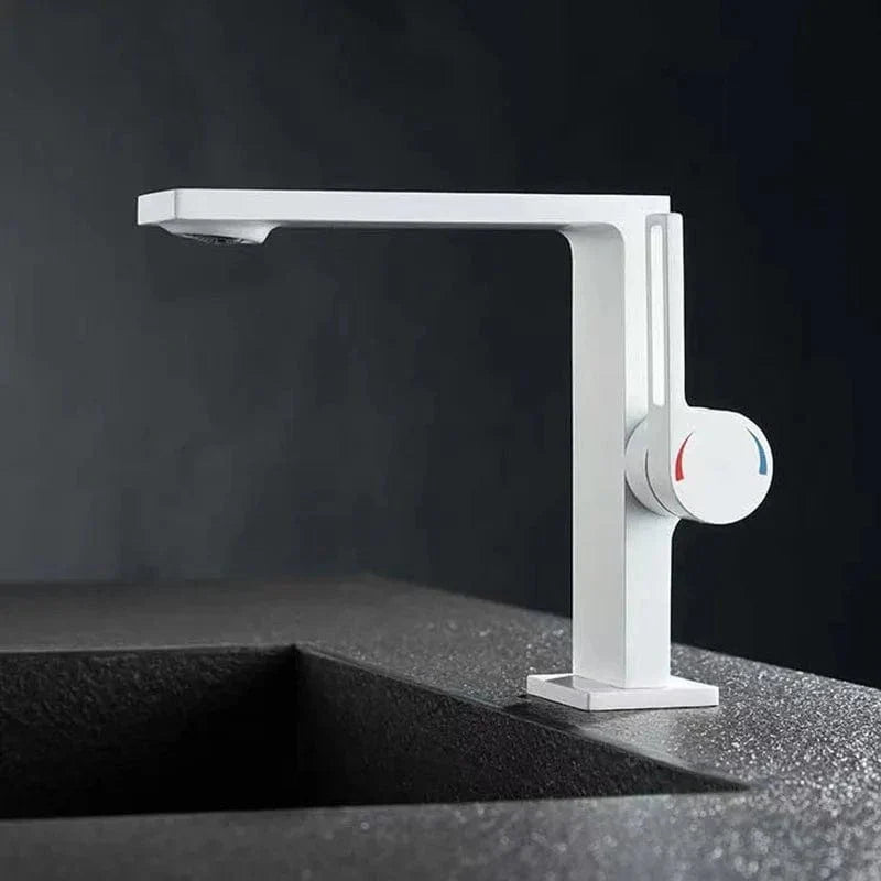 Robinet Lavabo Bec Large Blanc et Or Rose Élégance Douce – Kaléo