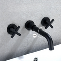 Robinet Lavabo Mural Mélangeur Noir Poignées Croisillon Design – Solvane