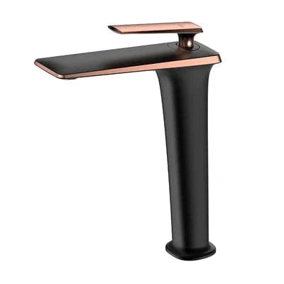 Robinet Lavabo Noir Mat et Or Rose Contraste Élégant – Kaléo