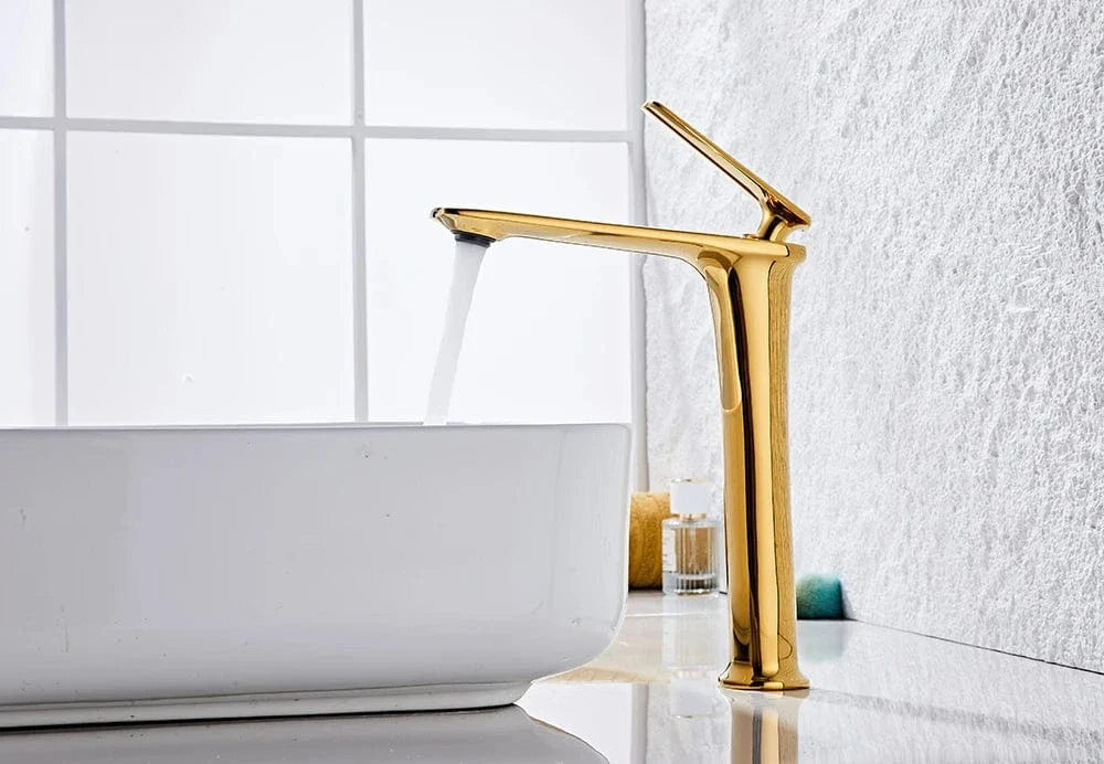 Robinet Lavabo Noir Mat et Or Rose Contraste Élégant – Kaléo