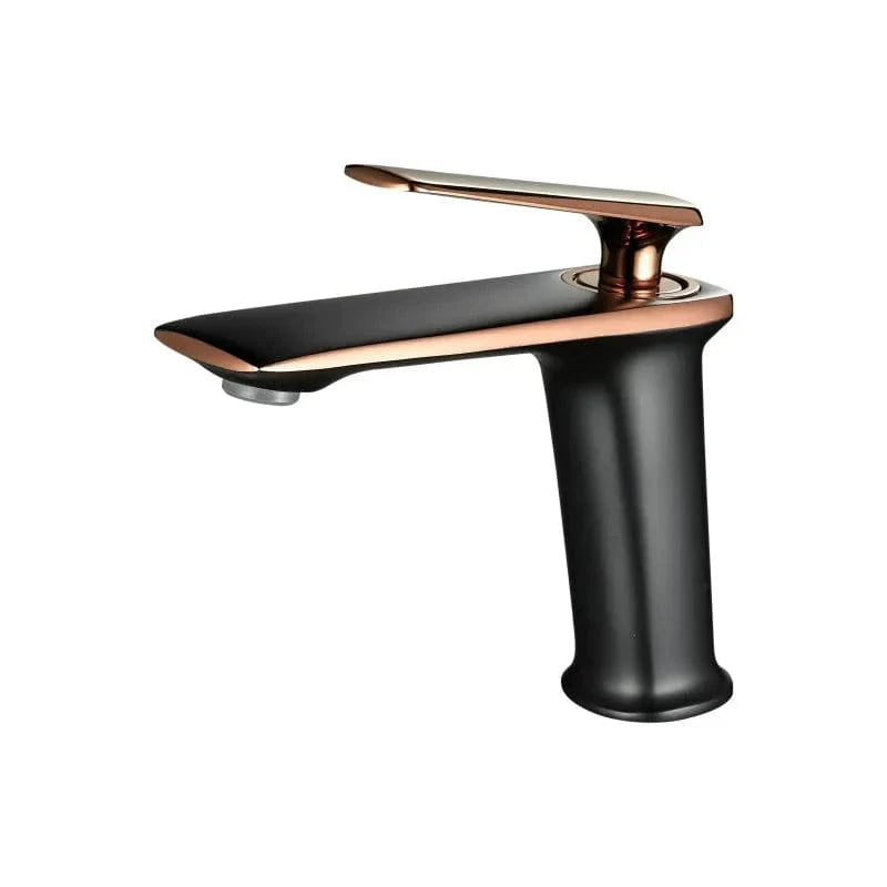 Robinet Lavabo Noir Mat et Or Rose Contraste Élégant – Kaléo
