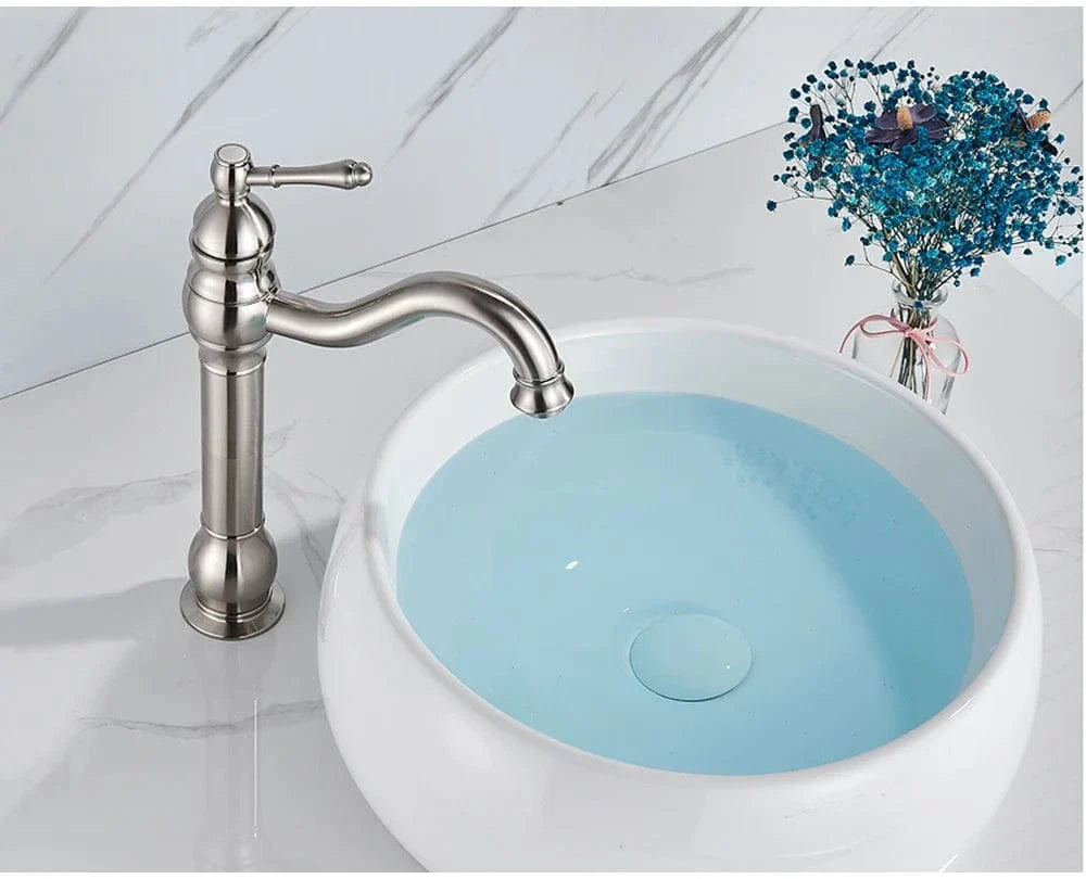 Robinet Lavabo Rétro Laiton Massif Finition Antique Charme Vintage – Solvane