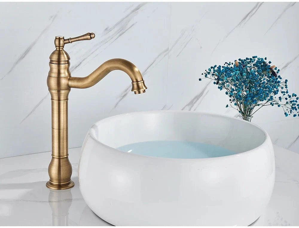 Robinet Lavabo Rétro Laiton Massif Finition Antique Charme Vintage – Solvane