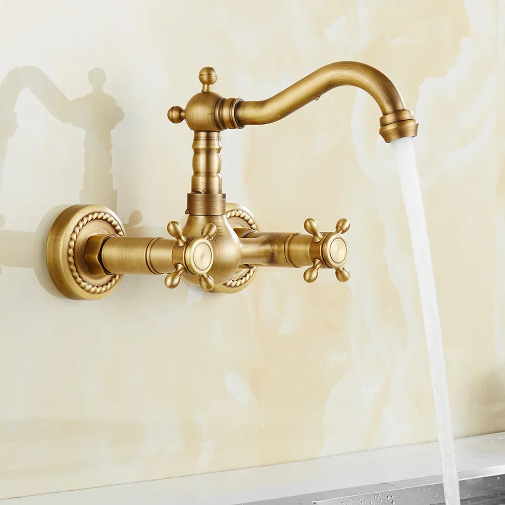 Robinet Mélangeur Cuisine Mural Vintage Laiton Charme Ancien – Cuvéa