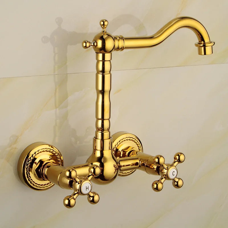Robinet Mélangeur Mural Laiton Vintage Charme Durable Cuisine – Cuvéa