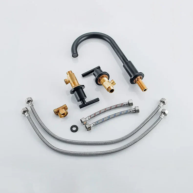 Robinet Mélangeur 3 Trous Noir Finition Mate Salle de Bain Moderne – Solvane