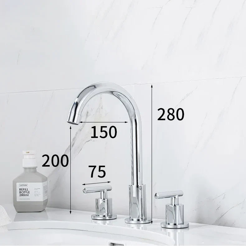 Robinet Mélangeur 3 Trous Noir Finition Mate Salle de Bain Moderne – Solvane