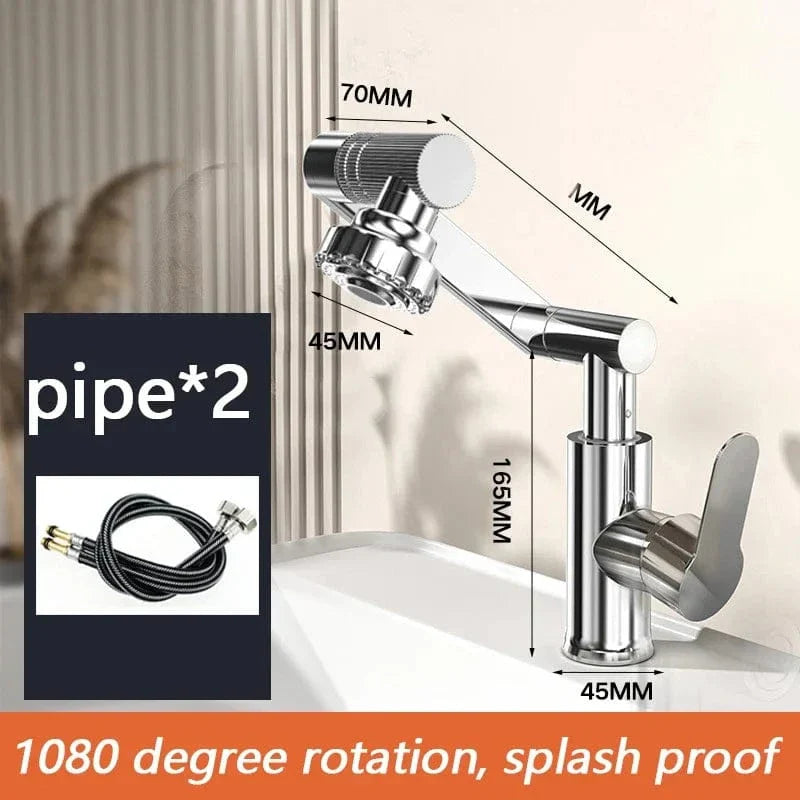 Robinet Lavabo Chromé Rotatif 1080° Jet Orientable Partout – Solvane