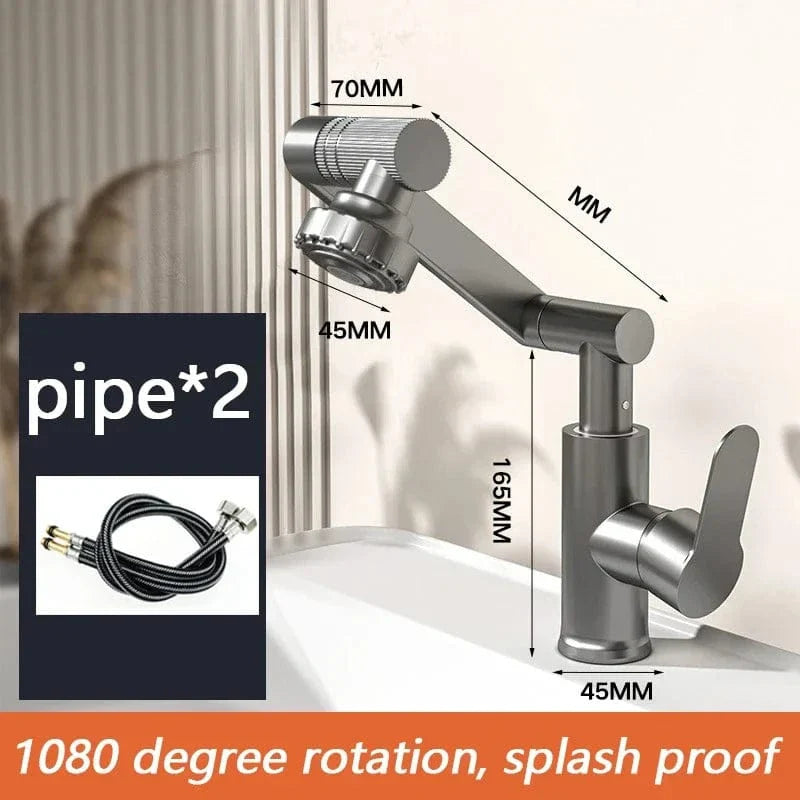 Robinet Lavabo Chromé Rotatif 1080° Jet Orientable Partout – Solvane