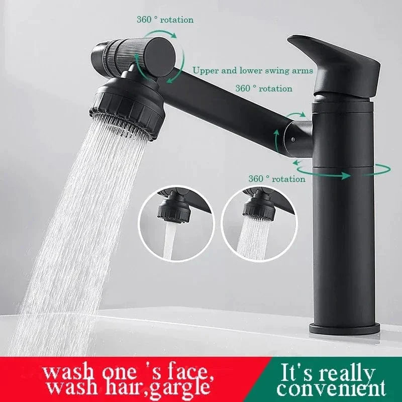 Robinet Lavabo Chromé Rotatif 1080° Jet Orientable Partout – Solvane