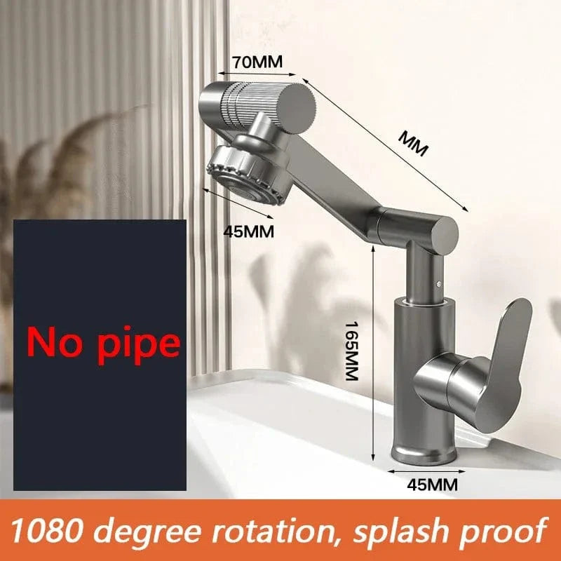 Robinet Lavabo Chromé Rotatif 1080° Jet Orientable Partout – Solvane