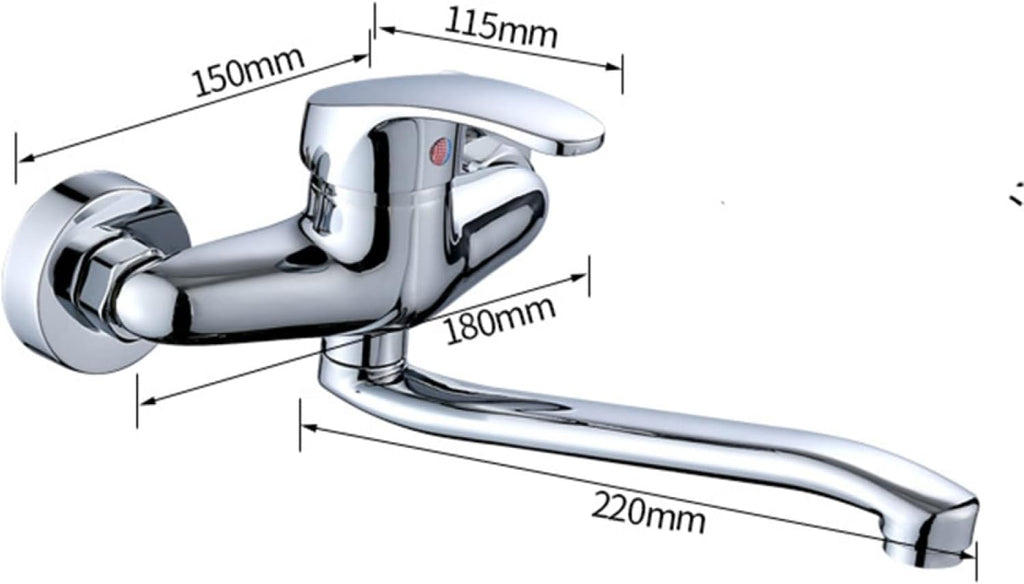 Robinet Mural Cuisine Chromé Laiton Double Trou Style Contemporain – Cuvéa