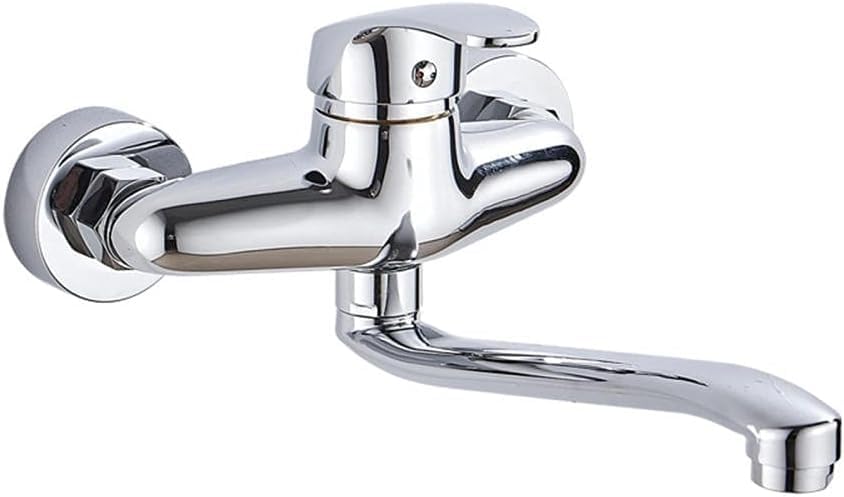 Robinet Mural Cuisine Chromé Laiton Double Trou Style Contemporain – Cuvéa