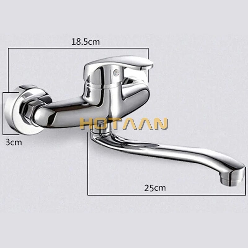Robinet Mural Cuisine Chromé Laiton Double Trou Style Contemporain – Cuvéa