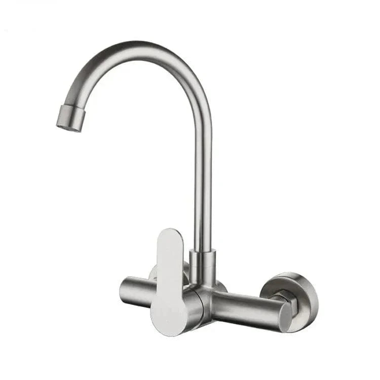 Robinet Mural Évier Inox Brossé Bec Rotatif Nettoyage Facile – Cuvéa