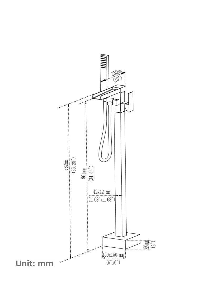 Mitigeur Baignoire Îlot Cascade Finition Brossée Élégance et Confort – Vertane