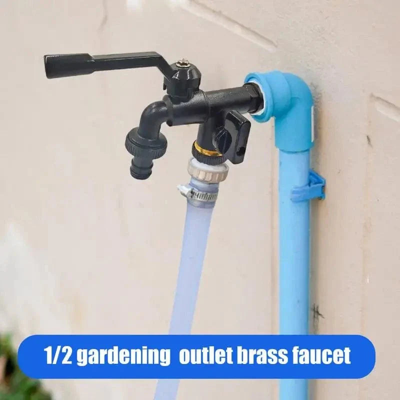 Robinet Fontaine Extérieur Laiton Double Sortie Jardin et Arrosage – Terravia