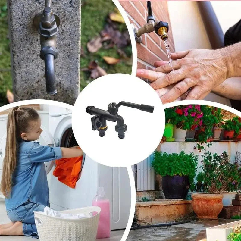 Robinet Fontaine Extérieur Laiton Double Sortie Jardin et Arrosage – Terravia