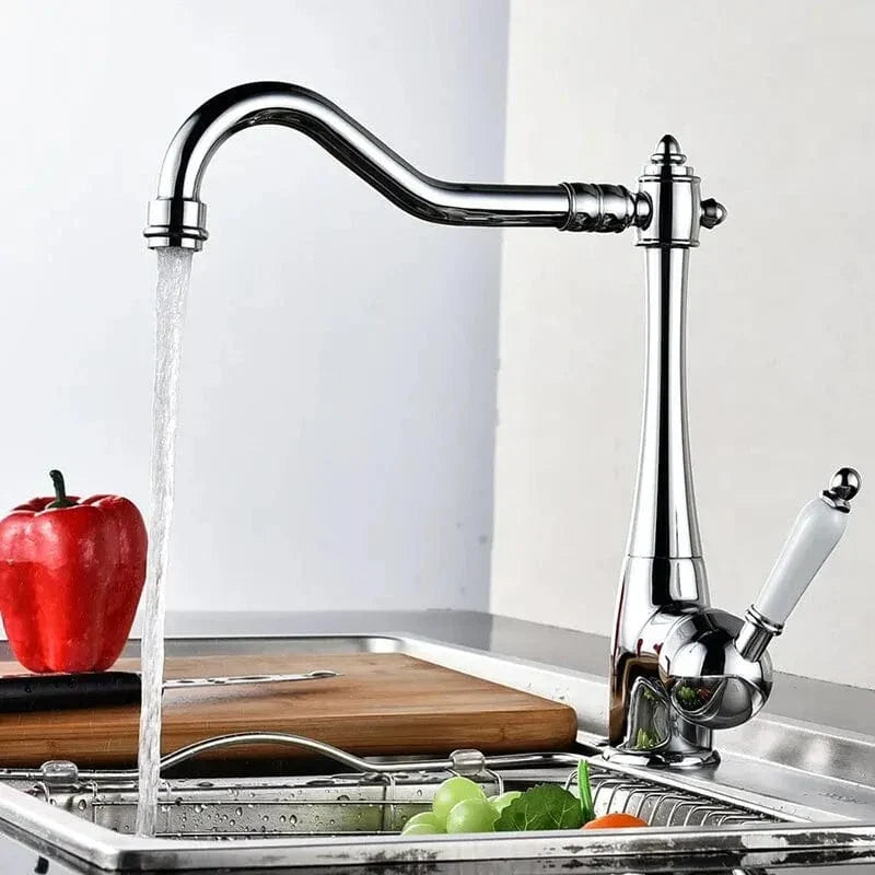 Robinet Cuisine Rétro Laiton Brossé Pivotant 360° Charme Ancien – Cuvéa
