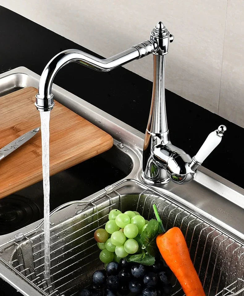 Robinet Cuisine Rétro Laiton Brossé Pivotant 360° Charme Ancien – Cuvéa