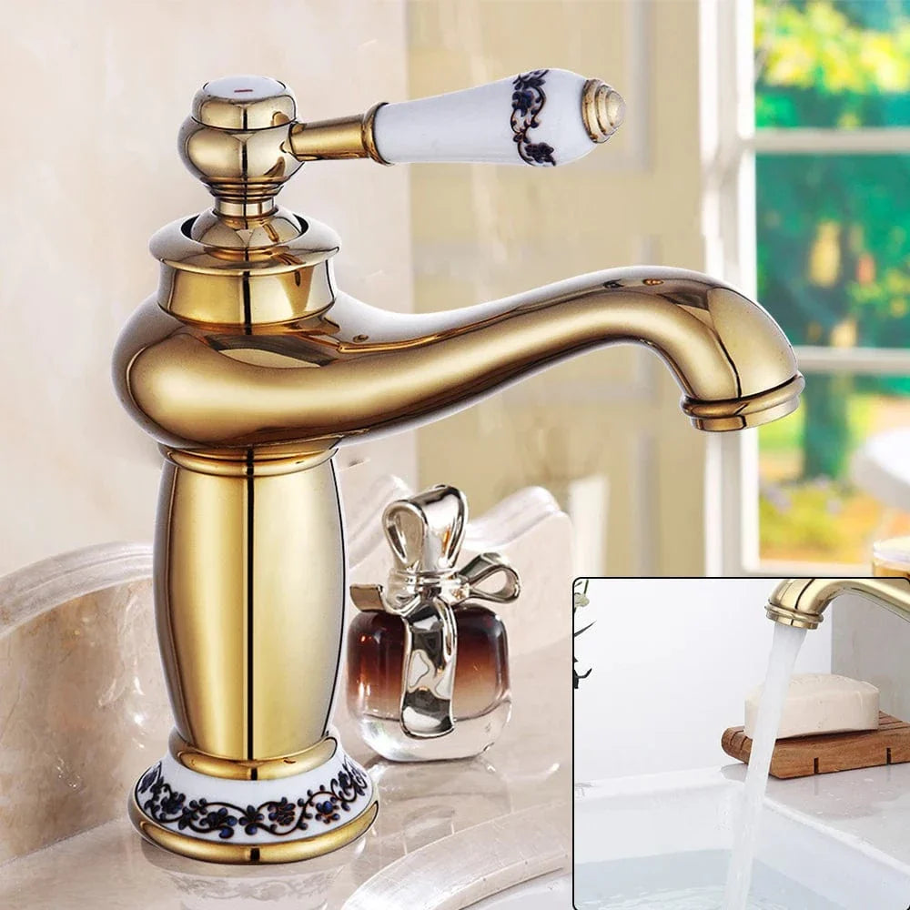 Robinet Lavabo Rétro Vintage Quatre Finitions Argent Or Noir Antique – Solvane