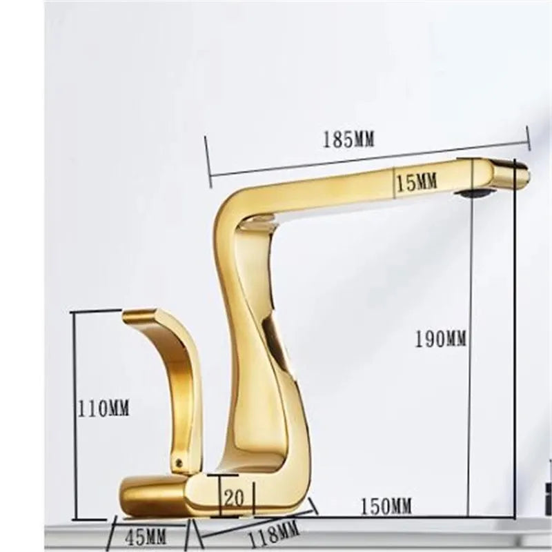 Robinet Salle de Bain Ondulé Doré Finition Luxueuse Design Fluide – Solvane