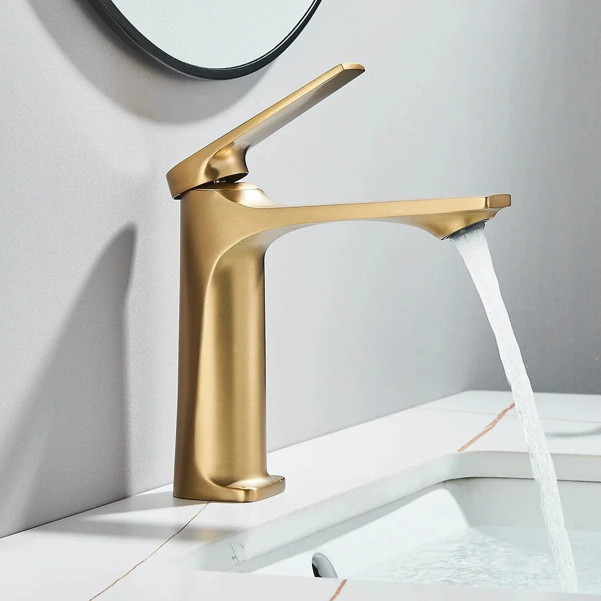 Robinet Lavabo Laiton Gris Moderne Teinte Sobre et Durable – Solvane