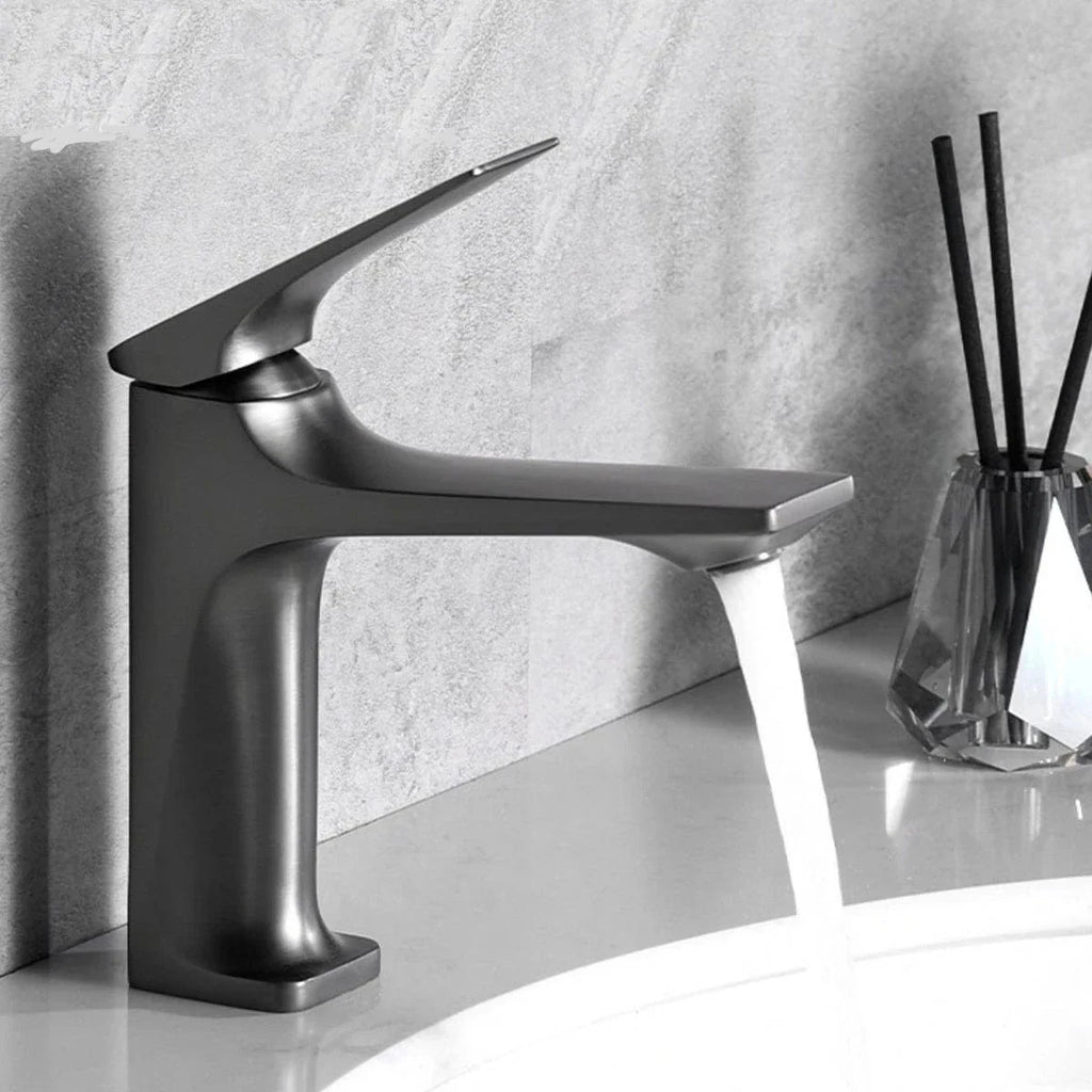 Robinet Lavabo Laiton Gris Moderne Teinte Sobre et Durable – Solvane