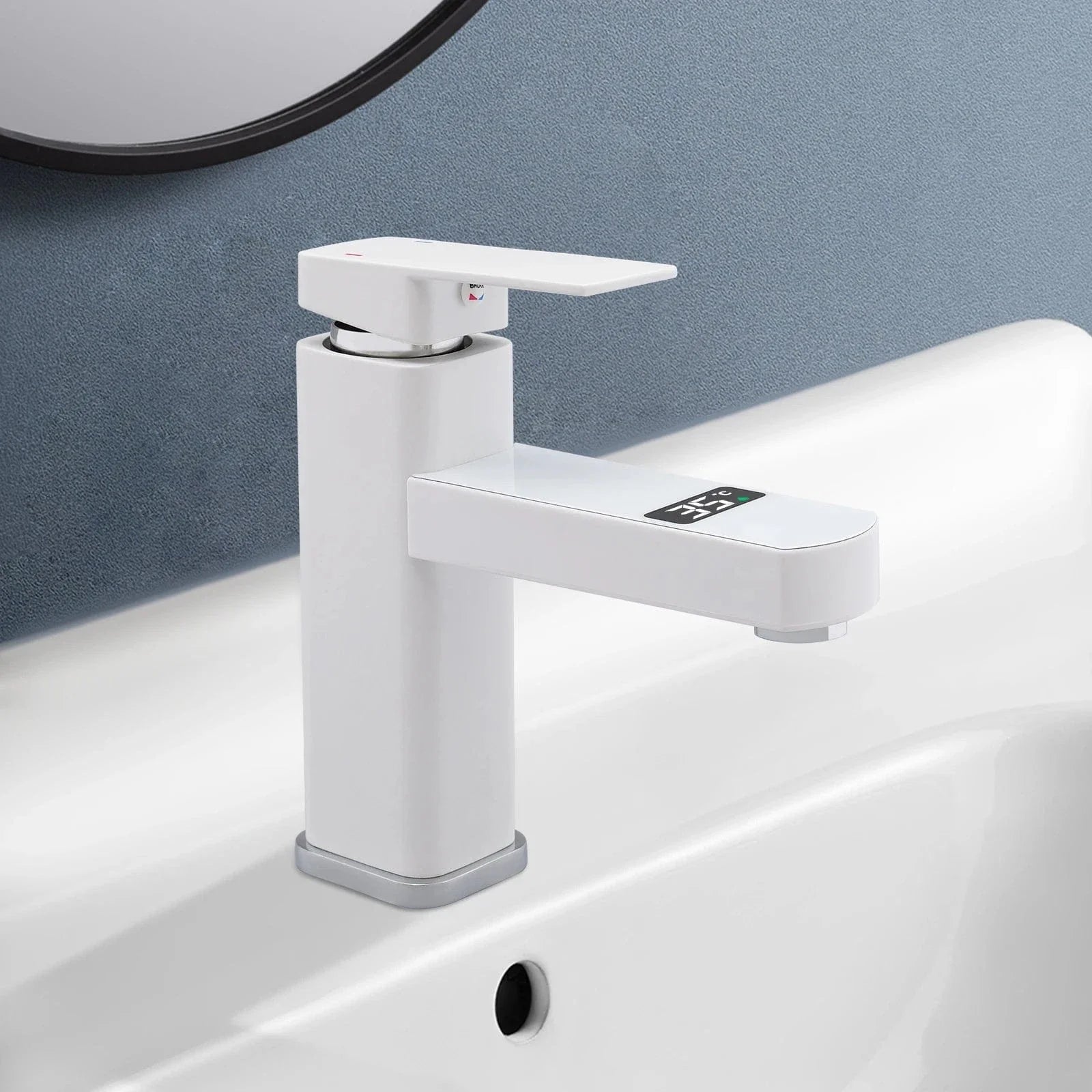 Robinet Vasque Blanc Affichage Numérique Température Sous les Yeux – Solvane