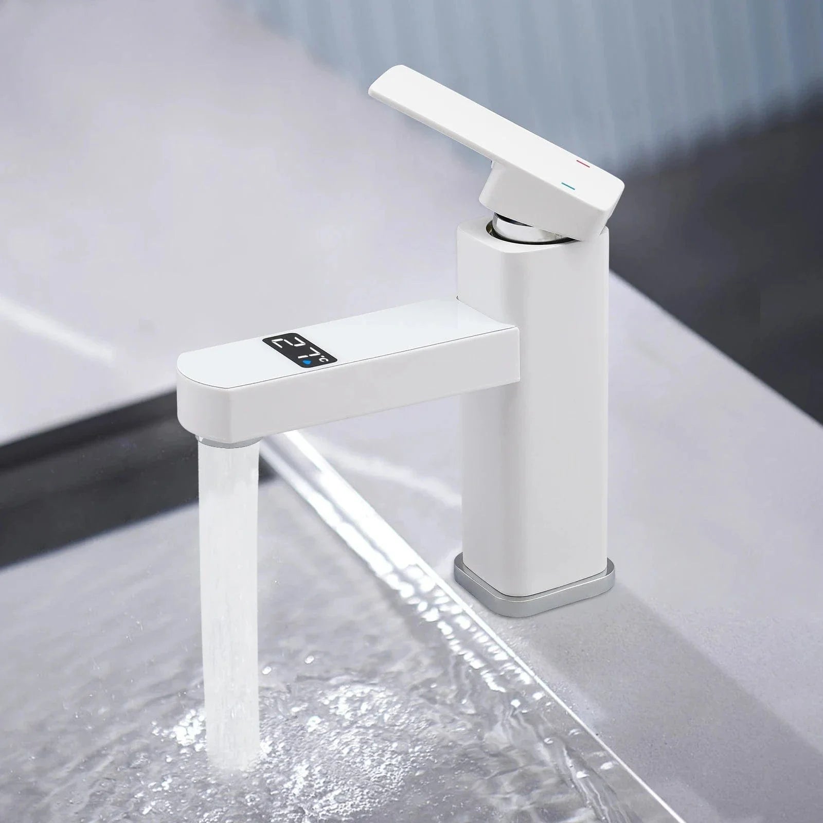 Robinet Vasque Blanc Affichage Numérique Température Sous les Yeux – Solvane