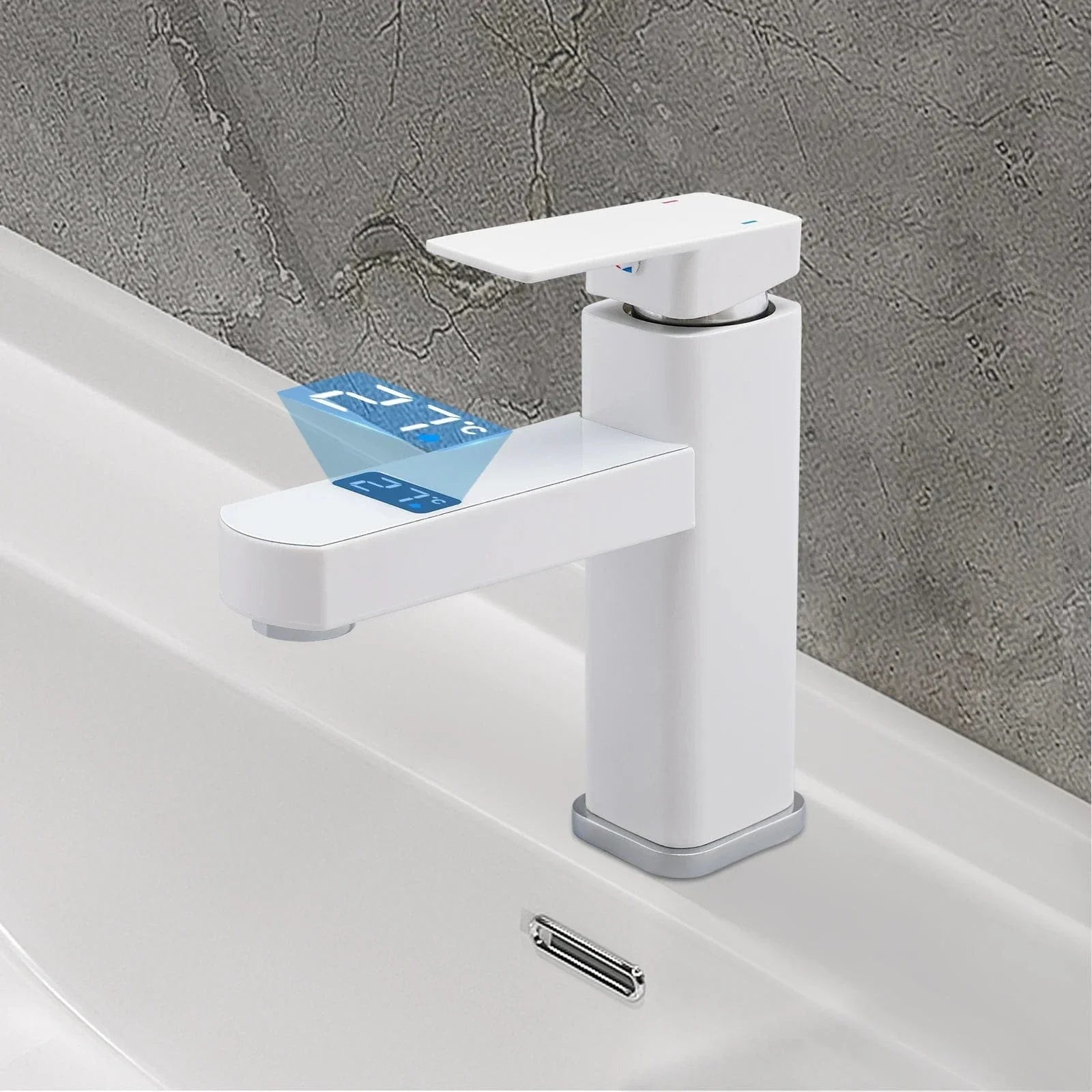 Robinet Vasque Blanc Affichage Numérique Température Sous les Yeux – Solvane