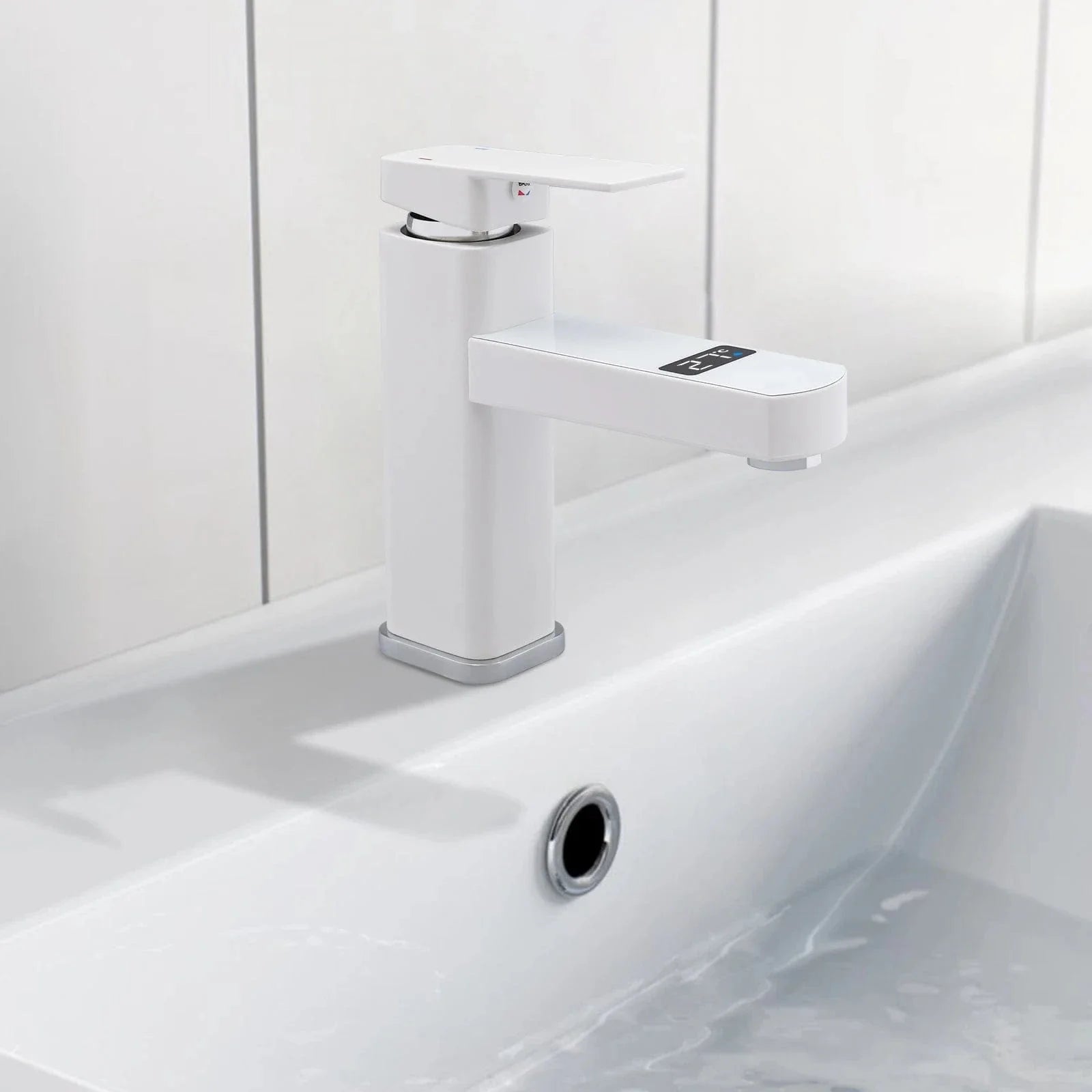 Robinet Vasque Blanc Affichage Numérique Température Sous les Yeux – Solvane