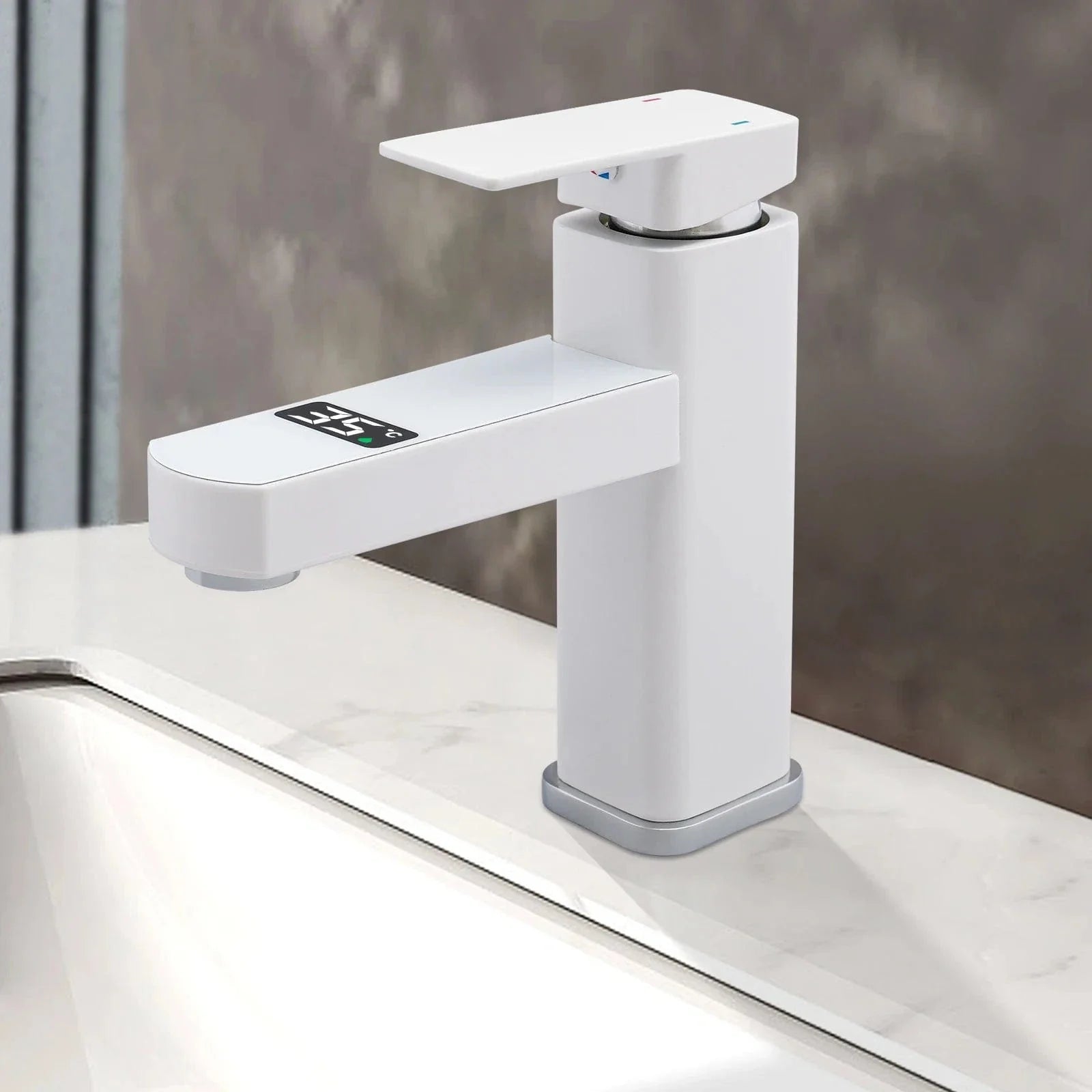 Robinet Vasque Blanc Affichage Numérique Température Sous les Yeux – Solvane